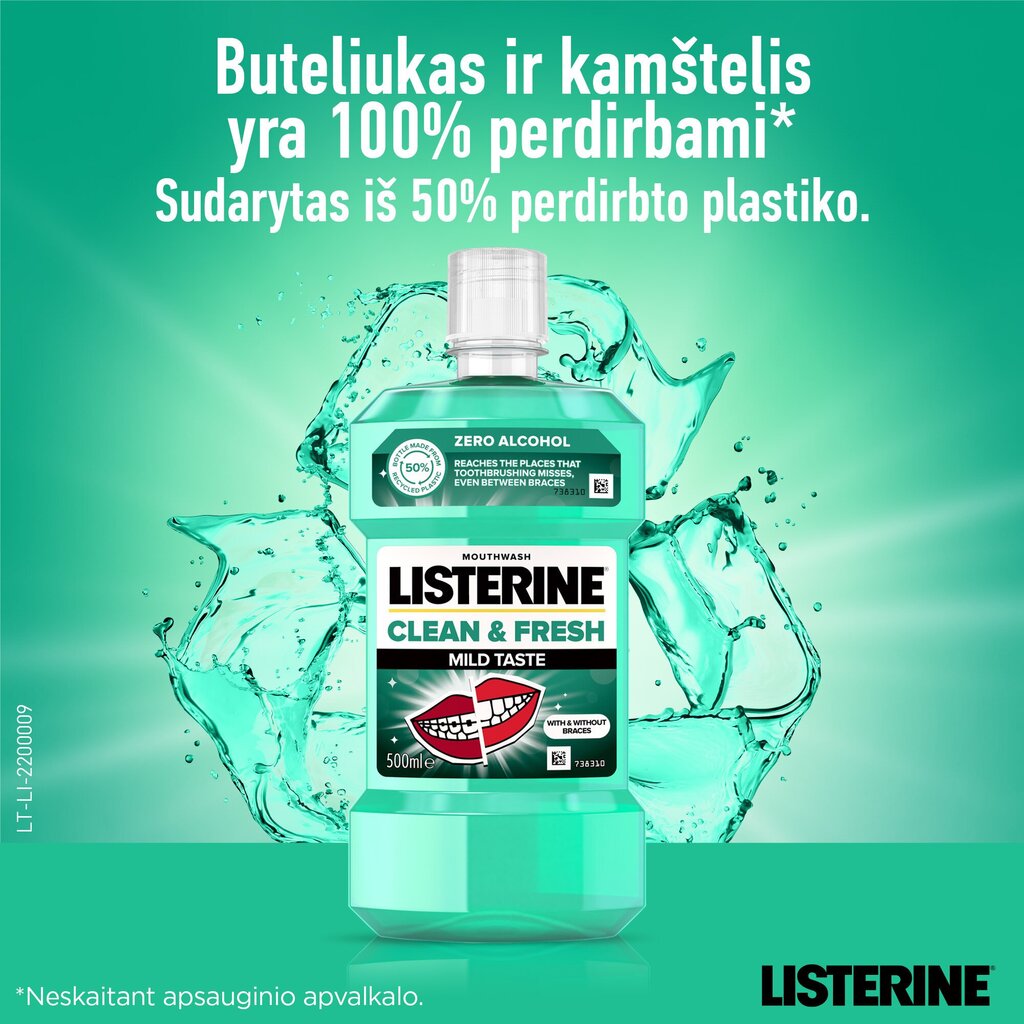 Suuvesi LISTERINE Clean & Fresh, 500 ml hind ja info | Hambaharjad, hampapastad ja suuloputusvedelikud | hansapost.ee