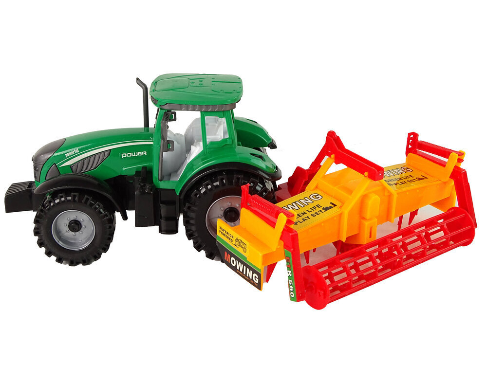 Roheline, oranži kultivaatoriajamiga traktor lastele цена и информация | Mänguasjad poistele | hansapost.ee