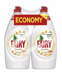 Fairy Sensitive Chamomile &amp; Vitamin E средство для мытья посуды, 2x900 мл цена и информация | Гели для посудомоечных машин | hansapost.ee