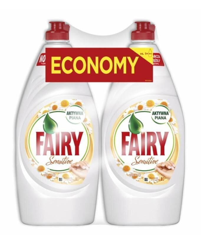 Fairy Sensitive Chamomile &amp; Vitamin E nõudepesuvahend, 2x900 ml цена и информация | Nõudepesuvahendid | hansapost.ee