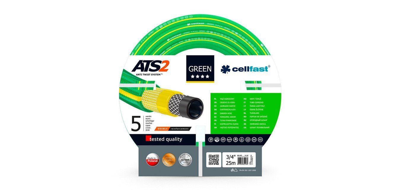 Cellfast Green ATS2 voolik, 25 m, 19 mm (3/4") hind ja info | Niisutussüsteemid, kastmisvoolikud ja kastekannud | hansapost.ee