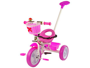Трехколесный велосипед PRO100 с розовой корзиной, колеса EVA цена и информация | Трехколесные велосипеды | hansapost.ee