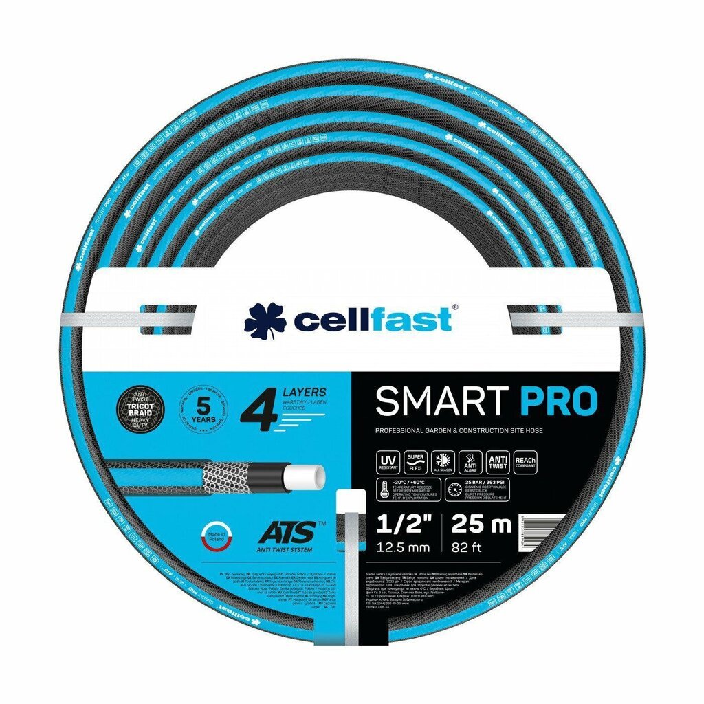 Kastmisvoolik Cellfast Smart Pro, 1/2, 30m цена и информация | Niisutussüsteemid, kastmisvoolikud ja kastekannud | hansapost.ee