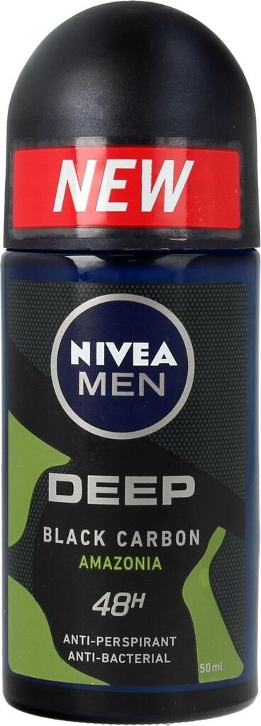 Rulldeodorant meestele Nivea Deep Black Carbon Amazonia, 50ml цена и информация | Deodorandid | hansapost.ee