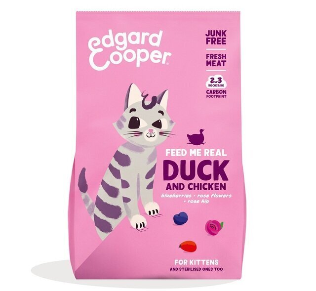 Edgard & Cooper väikestele kassipoegadele pardi ja kanaga, 325 g цена и информация | Kassi kuivtoit ja kassikrõbinad | hansapost.ee