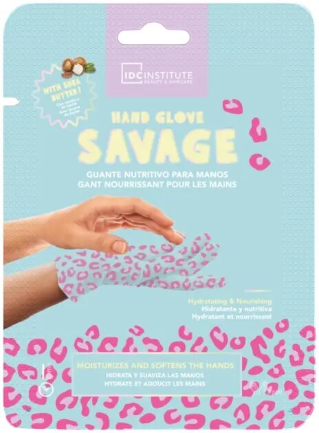 Niisutav kätemask IDC Institute Hand Glove Savage, 1 paar цена и информация | Kehakreemid, kehaõlid ja losjoonid | hansapost.ee