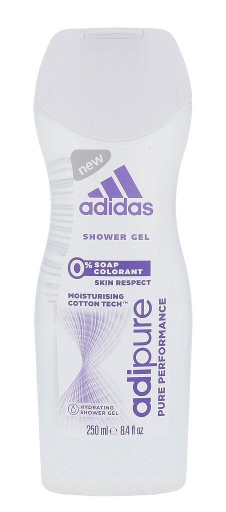 Niisutav dušigeel Adidas Adipure 250 ml цена и информация | Dušigeelid, õlid | hansapost.ee