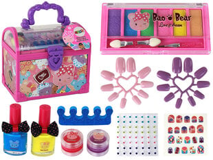 Laste ilukomplekt LeanToys Pink Case DIY Makeup Nails Accessories, 1 tk hind ja info | Laste ja ema kosmeetika | hansapost.ee