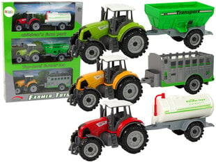 Тракторы с прицепами, набор 3 цвета цена и информация | Игрушки для мальчиков | hansapost.ee