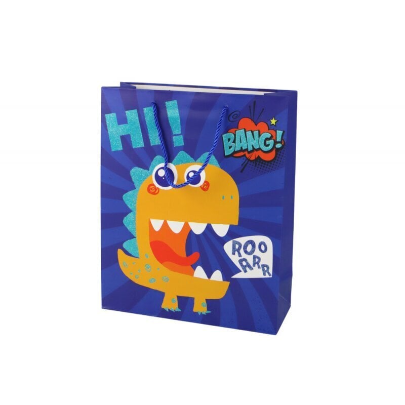 Blue Dinosaur Paper Gift Bag 41.5cm x 30cm x 12cm hind ja info | Kinkekotid, pakkepaberid ja pakkepaelad | hansapost.ee