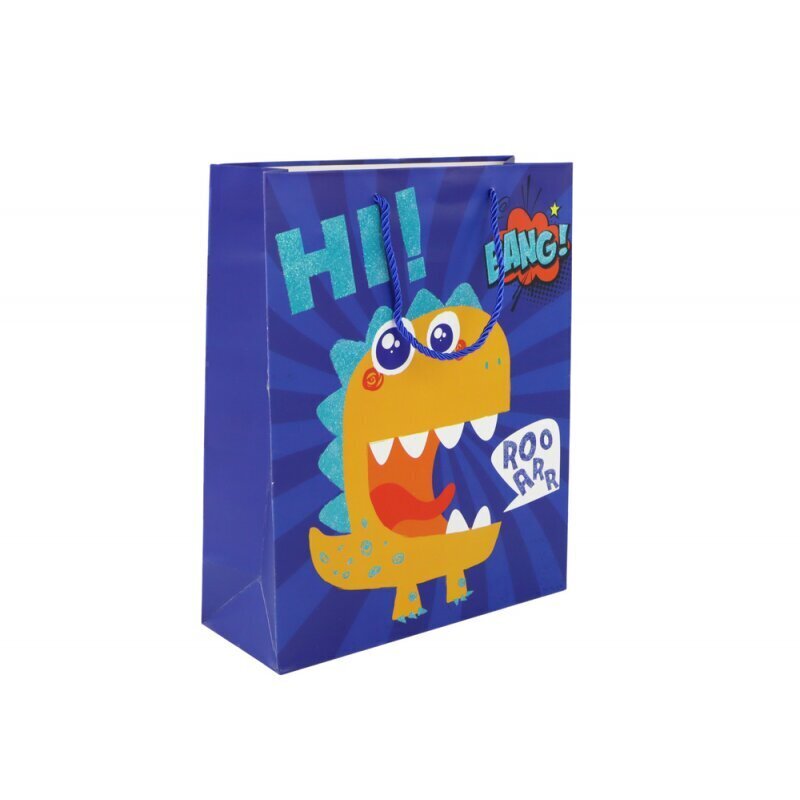 Blue Dinosaur Paper Gift Bag 41.5cm x 30cm x 12cm цена и информация | Kinkekotid, pakkepaberid ja pakkepaelad | hansapost.ee