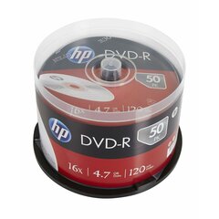 hp dvd-r, dme00025-3, 69316, 4,7 гб, 16x, со шпинделем, 50 шт, непечатаемый, 12 см, для архивирования данных цена и информация | Виниловые пластинки, CD, DVD | hansapost.ee
