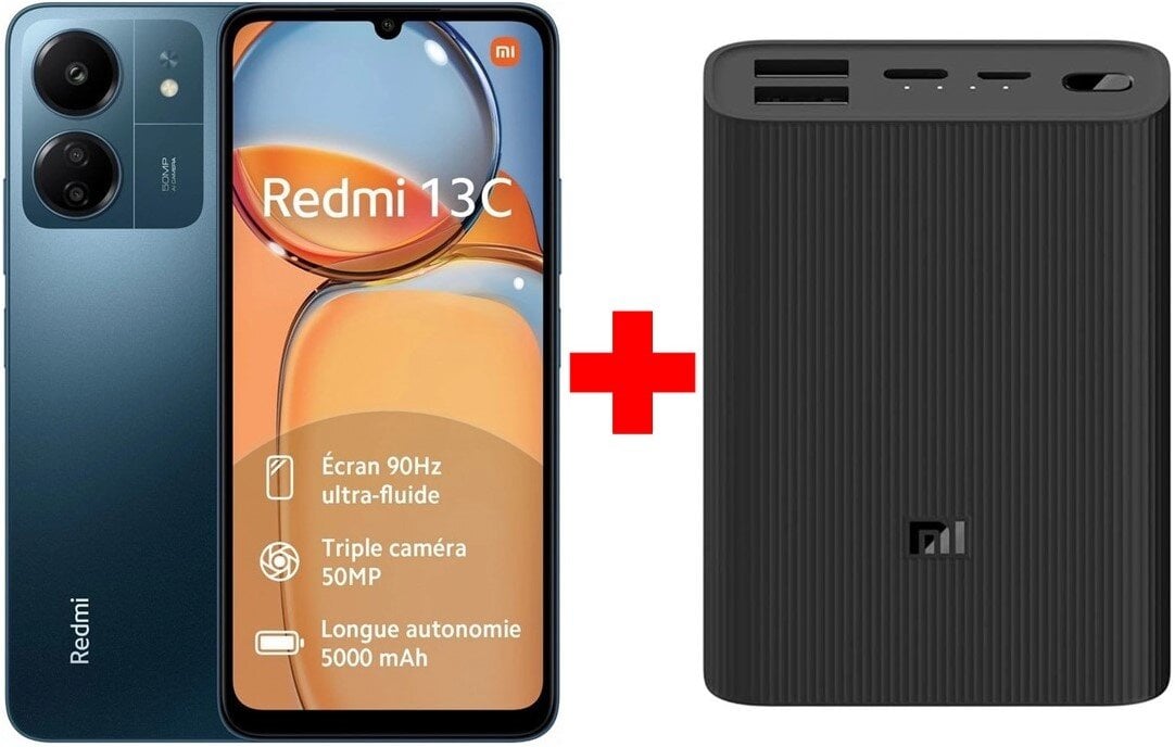 Xiaomi Redmi 13C 8/256GB Navy Blue + Xiaomi Mi Power Bank 3 Ultra Compact, 10000 mAh hind ja info | Telefonid | hansapost.ee