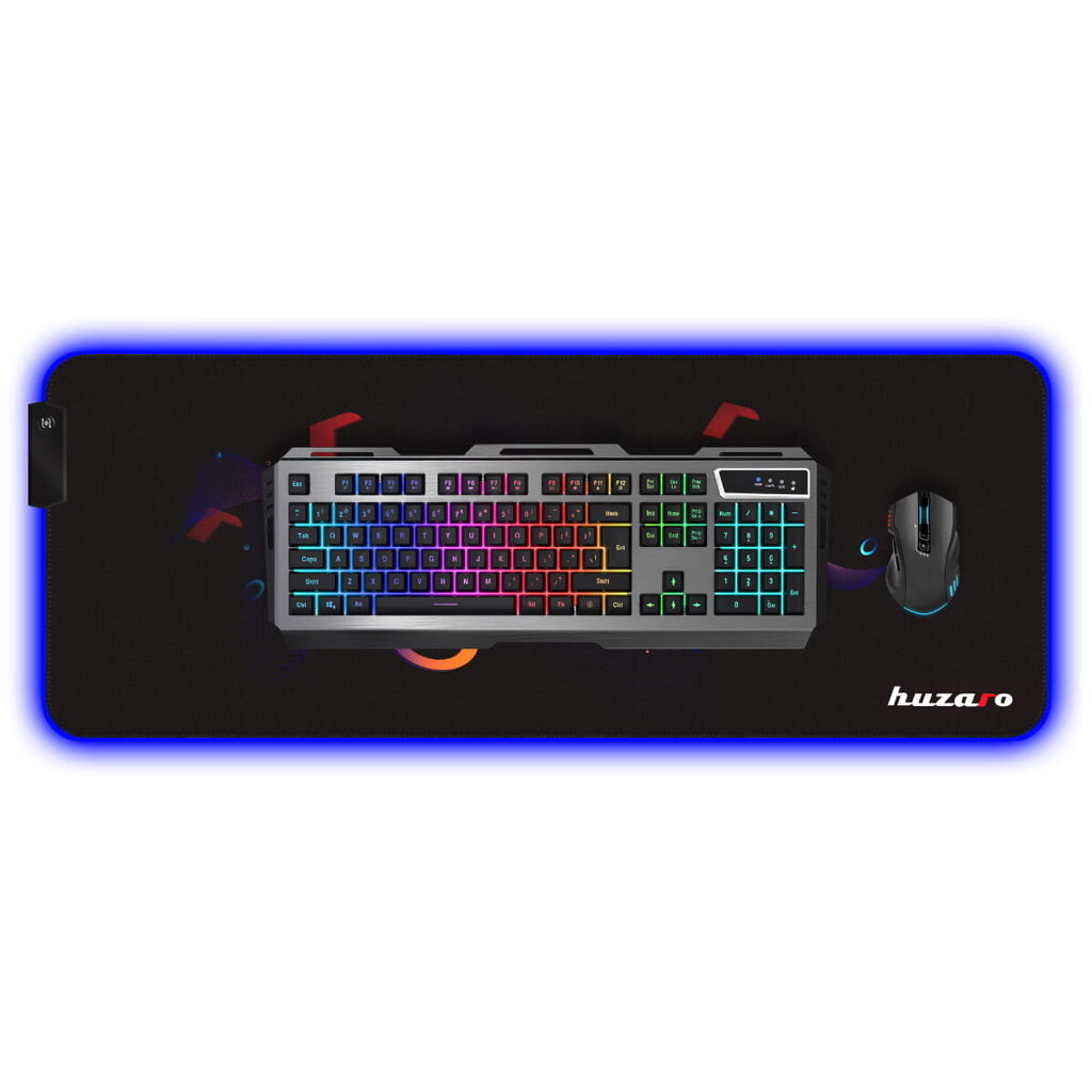 Hiirematt Huzaro Mousepad 2.0 XL RGB, must hind ja info | Arvutihiired | hansapost.ee