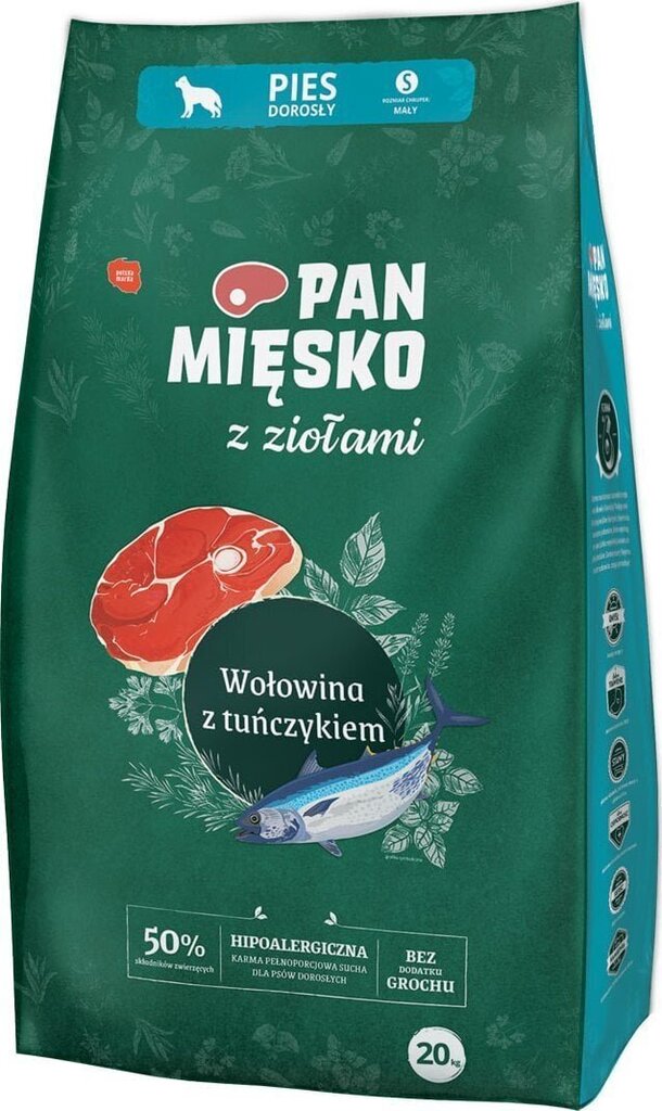 Pan Mięsko väikest tõugu koertele koos veiseliha ja tuunikalaga, 20 kg hind ja info | Koerte kuivtoit ja krõbinad | hansapost.ee
