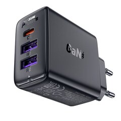 Acefast A57 PD 35W GaN charger 2 x USB-A + USB-C with 3 ports - black цена и информация | Зарядные устройства для телефонов | hansapost.ee