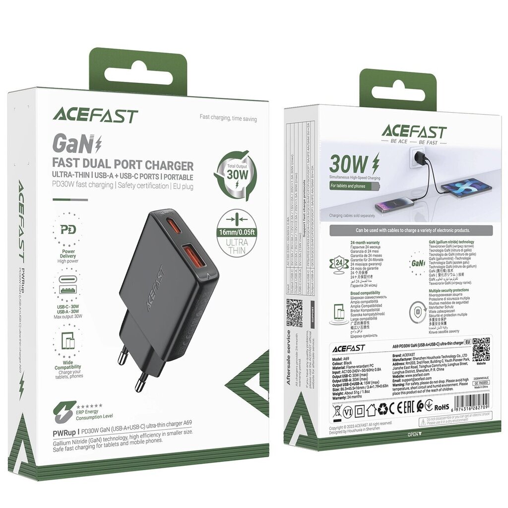 Acefast Gan A69 цена и информация | Laadijad mobiiltelefonidele | hansapost.ee