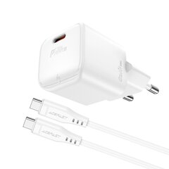 Acefast A77 Mini PD 30W GaN wall charger + USB-C cable - white цена и информация | Зарядные устройства для телефонов | hansapost.ee