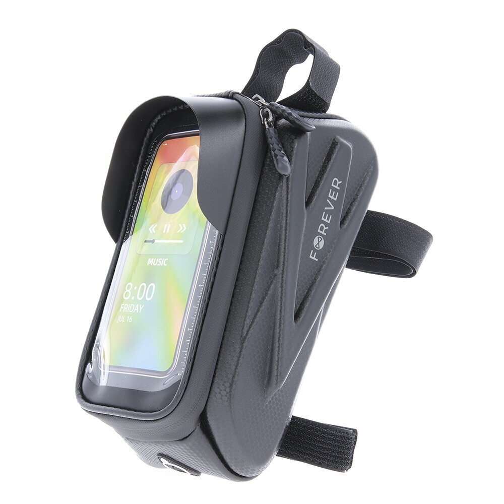 Waterproof bike frame bag with shell sides and phone holder Forever Outdoor black цена и информация | Telefonihoidjad | hansapost.ee