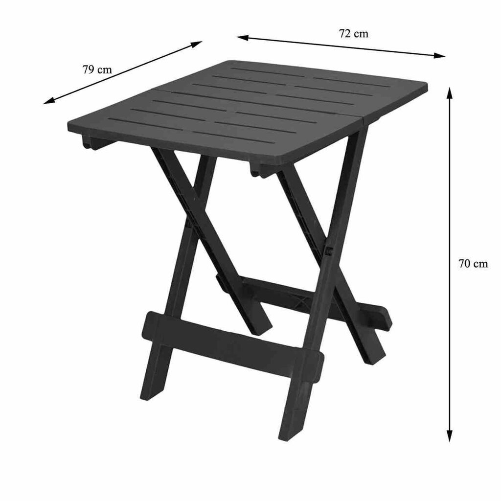 Kokkupandav laud 70 cm, antratsiit 79x72x70 cm, suurus: 79x72x70 cm. price and information | Aialauad | hansapost.ee