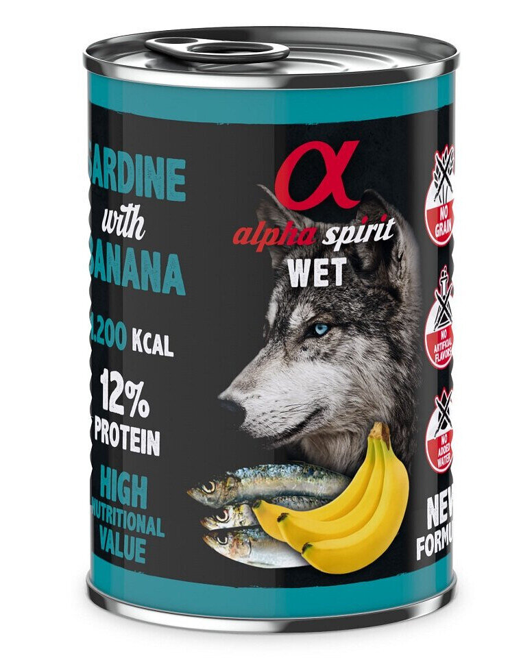Alpha Spirit Multiproteiin konserv sardiinide ja banaaniga, 1,47 kg hind ja info | Koerakonservid | hansapost.ee