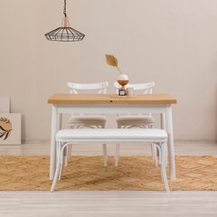 4-osaline söögitoa komplekt Kalune Design Oliver, valge цена и информация | Комплекты мебели для столовой | hansapost.ee