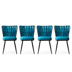 4 tooli komplekt Kalune Design Kusali-228, sinine / must hind ja info | Köögitoolid, söögitoolid | hansapost.ee