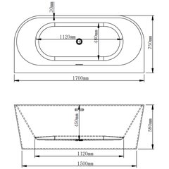 Akrüülvann Riva 1700x750x580, valge hind ja info | Vannid | hansapost.ee