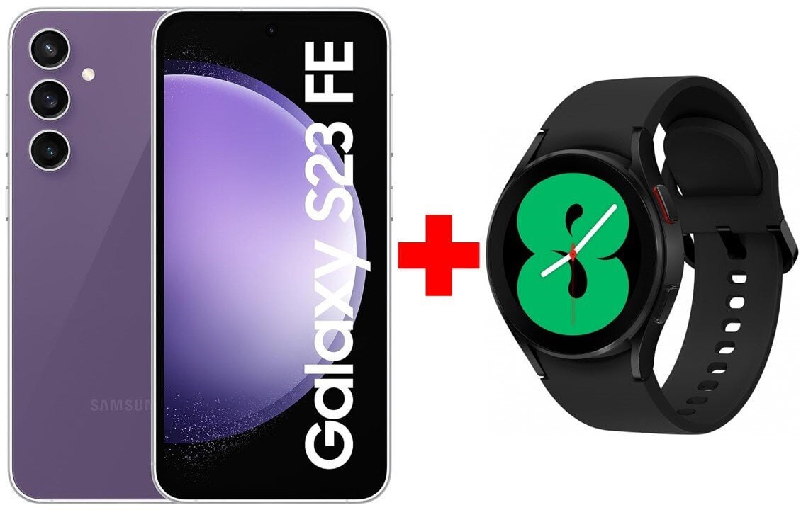Samsung Galaxy S23 FE 5G 8/128GB Purple + Samsung Galaxy Watch 4 (LTE,40mm), Black цена и информация | Telefonid | hansapost.ee