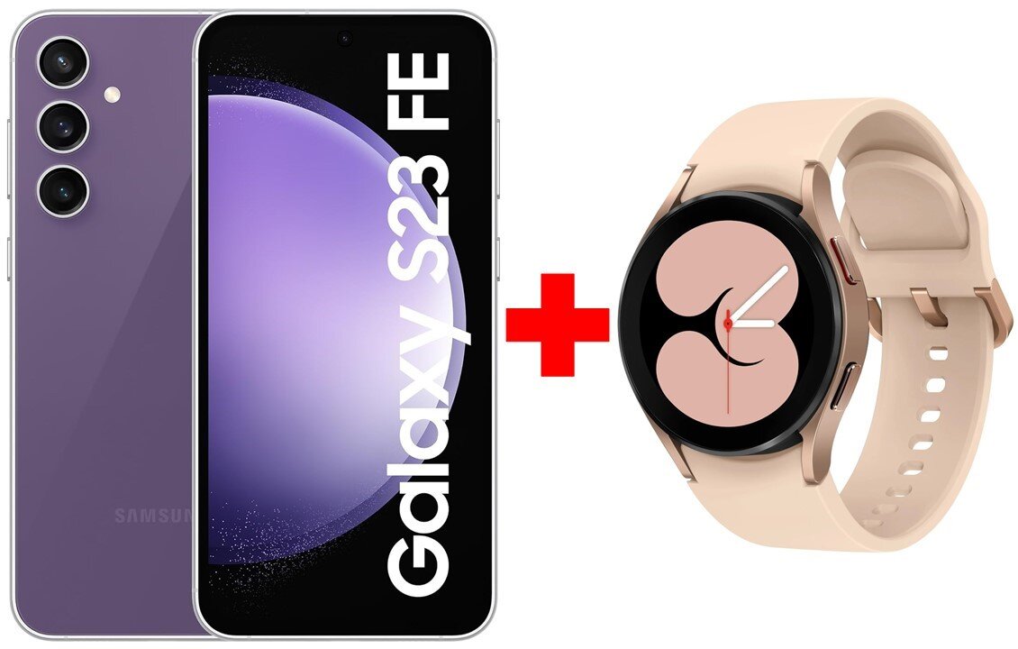 Samsung Galaxy S23 FE 5G 8/128GB Purple + Samsung Galaxy Watch 4 (LTE,40mm), Pink Gold hind ja info | Telefonid | hansapost.ee