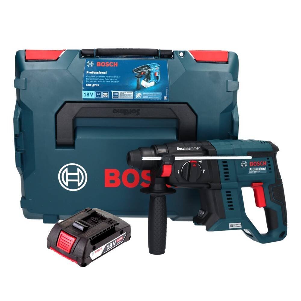 Bosch GBH 18V-21 Professional Cordless Punch 18 V 2,0 J + 1x aku 2,0 Ah + L-BOXX - ilma laadijata цена и информация | Lööktrellid | hansapost.ee