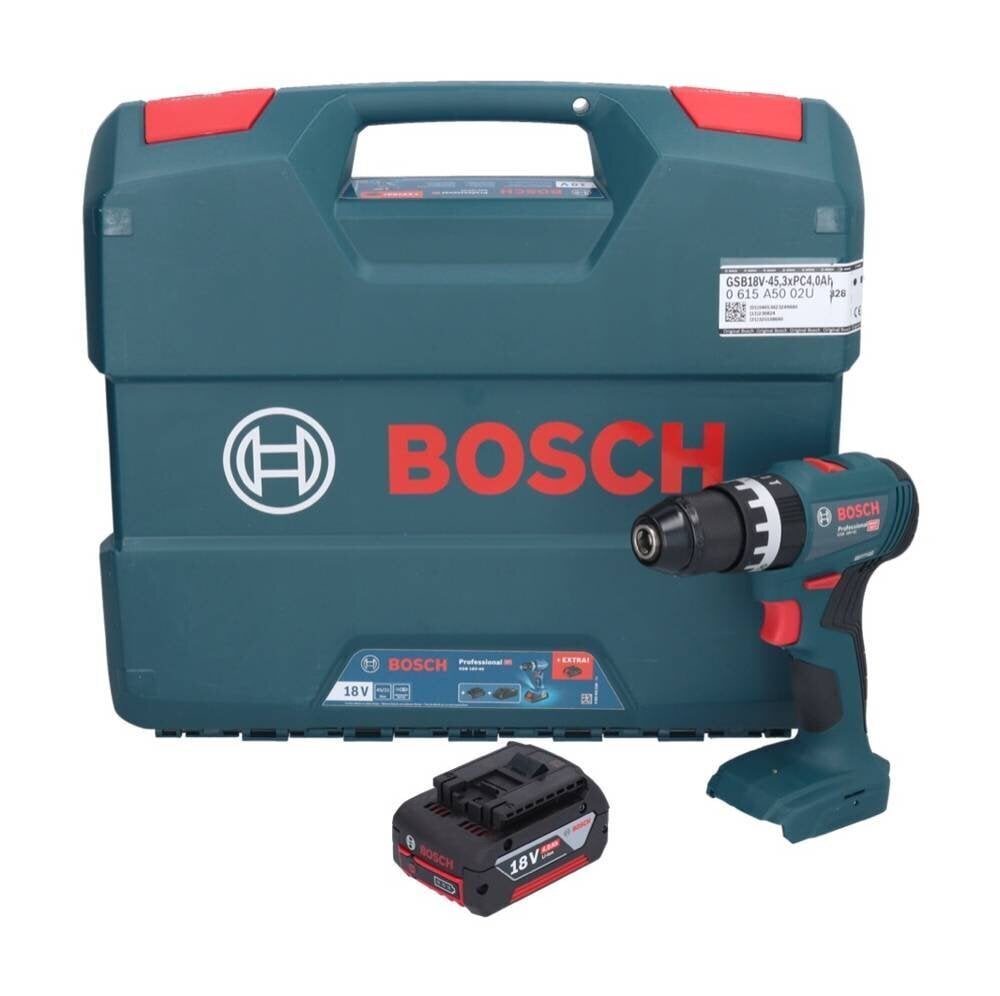Bosch GSB 18V-45 Professional akulööktrell 18 V 45 Nm + 1x 4,0 Ah aku + L korpus - ilma laadijata цена и информация | Akutrellid, puurid ja kruvikeerajad | hansapost.ee