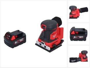 Milwaukee M18 BQSS-501 Aku vibreeriv lihvmasin 18 V 113 x 104 mm harjadeta + 1x aku 5,0 Ah - ilma laadijata цена и информация | Шлифовальные машины | hansapost.ee