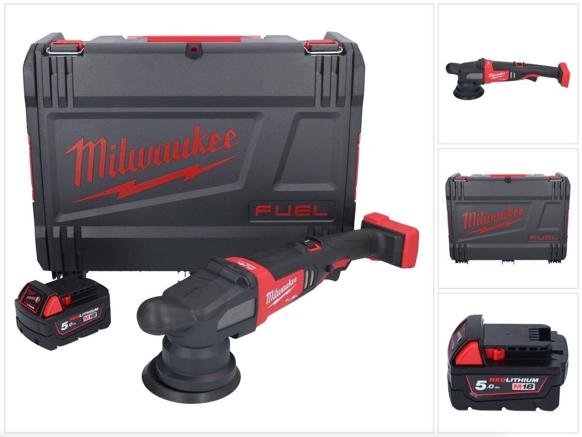 Milwaukee M18 FROP15-501X aku ekstsentriline poleerimismasin 18 V 125 mm + 1x aku 5,0 Ah + HD kast - ilma laadijata hind ja info | Lihvmasinad | hansapost.ee