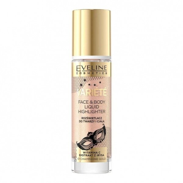 Vedel highlighter Eveline Cosmetics Variete Face & Body Liquid 30ml, 01 champagne gold цена и информация | Jumestuskreemid ja puudrid | hansapost.ee