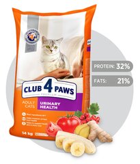 CLUB 4 PAWS Premium полнорационный сухой корм для взрослых кошек для здоровья мочевыделительной системы "URINARY", 14 кг цена и информация | Сухой корм для кошек | hansapost.ee