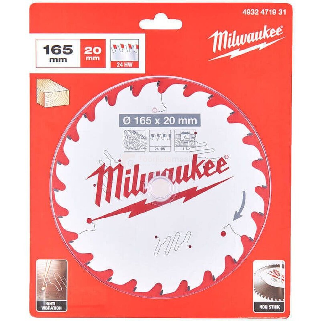 Saeketas puidule Milwaukee 165 x 20 x 1,6 mm, 40 hammast цена и информация | Käsitööriistad | hansapost.ee