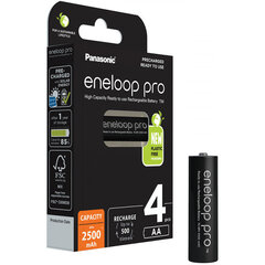 Аккумуляторы Panasonic Eneloop PRO HR6/AA 2500мАч - блистерная упаковка 4шт цена и информация | Аккумуляторы для фотоаппаратов | hansapost.ee