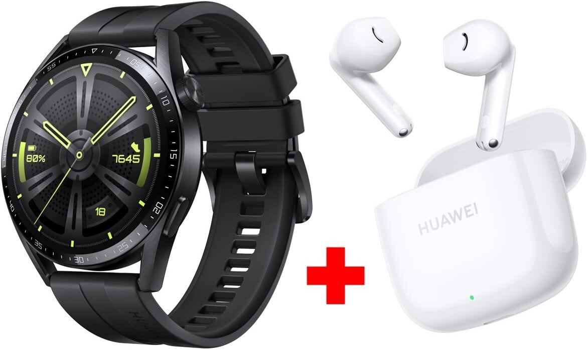Huawei Watch GT 3 Active Black (46mm) + Huawei FreeBuds SE 2 White hind ja info | Nutikellad, laste nutikellad | hansapost.ee