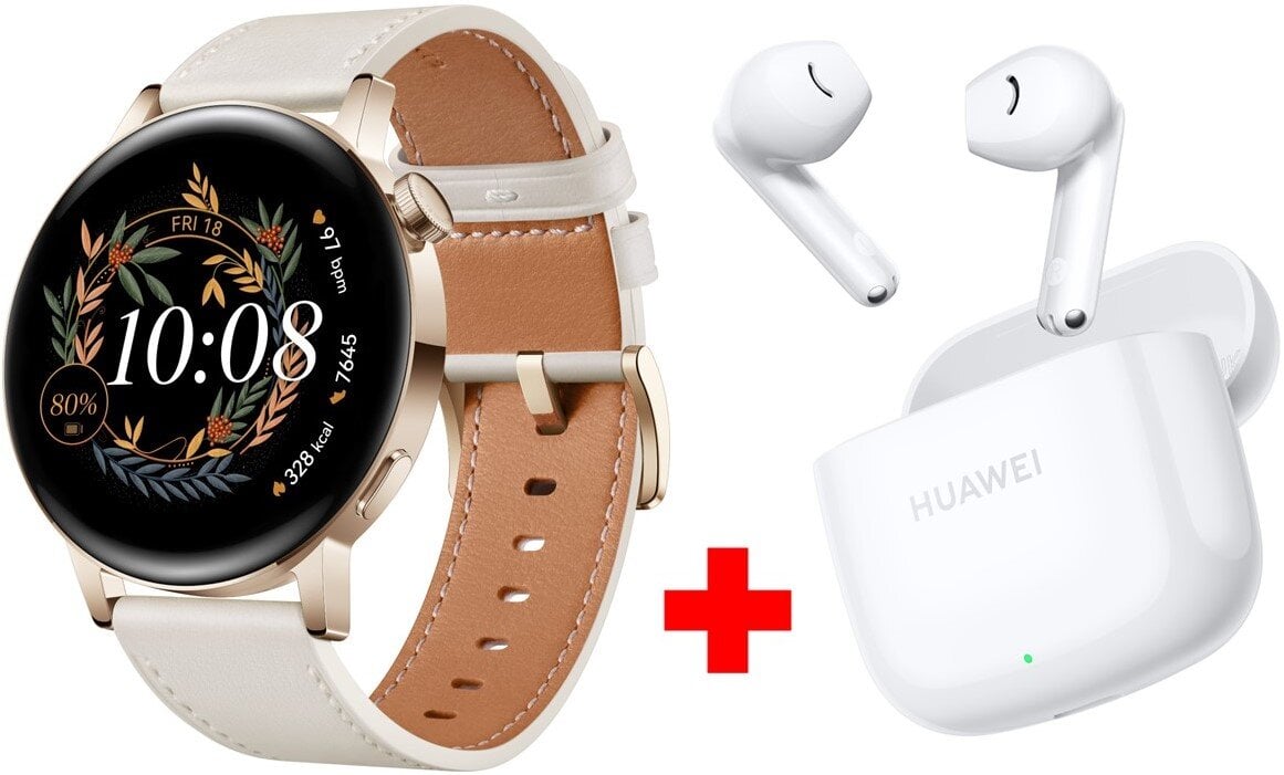 Huawei Watch GT 3 Elegant White Leather (42mm) + Huawei FreeBuds SE 2 White цена и информация | Nutikellad, laste nutikellad | hansapost.ee