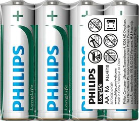 PHILIPS LongLife AA/R6 C4 элементы цена и информация | Батареи | hansapost.ee