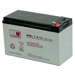 MWPower aku MWL 12V 7,2Ah F1 (187) AGM, 10-12 aastat hind ja info | Patareid | hansapost.ee