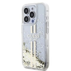 Guess PC|TPU Liquid Glitter Gold Stripe Case for iPhone 15 Pro Transparent цена и информация | Чехлы для телефонов | hansapost.ee