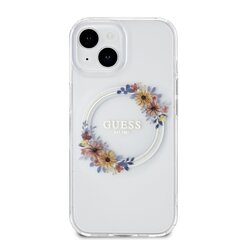 Guess PC|TPU Flowers Ring Glossy Logo MagSafe Case for iPhone 15 Pro Transparent цена и информация | Чехлы для телефонов | hansapost.ee