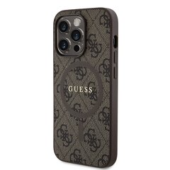 Guess PU Leather 4G Colored Ring MagSafe Case for iPhone 14 Pro Brown цена и информация | Чехлы для телефонов | hansapost.ee