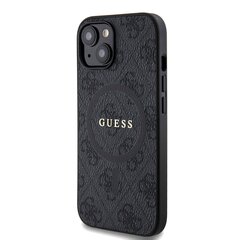 Guess PU Leather 4G Colored Ring MagSafe Case for iPhone 15 Pro Max Black цена и информация | Чехлы для телефонов | hansapost.ee