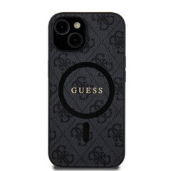 Guess PU Leather 4G Colored Ring MagSafe Case for iPhone 15 Pro Max Black цена и информация | Чехлы для телефонов | hansapost.ee