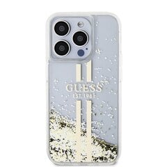 Guess PC|TPU Liquid Glitter Gold Stripe Case for iPhone 15 Pro Max Transparent цена и информация | Чехлы для телефонов | hansapost.ee