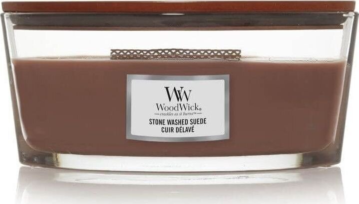 WoodWick lõhnaküünal Stone Washed Suede Elipsa 453,6 g hind ja info | Küünlad, küünlajalad | hansapost.ee