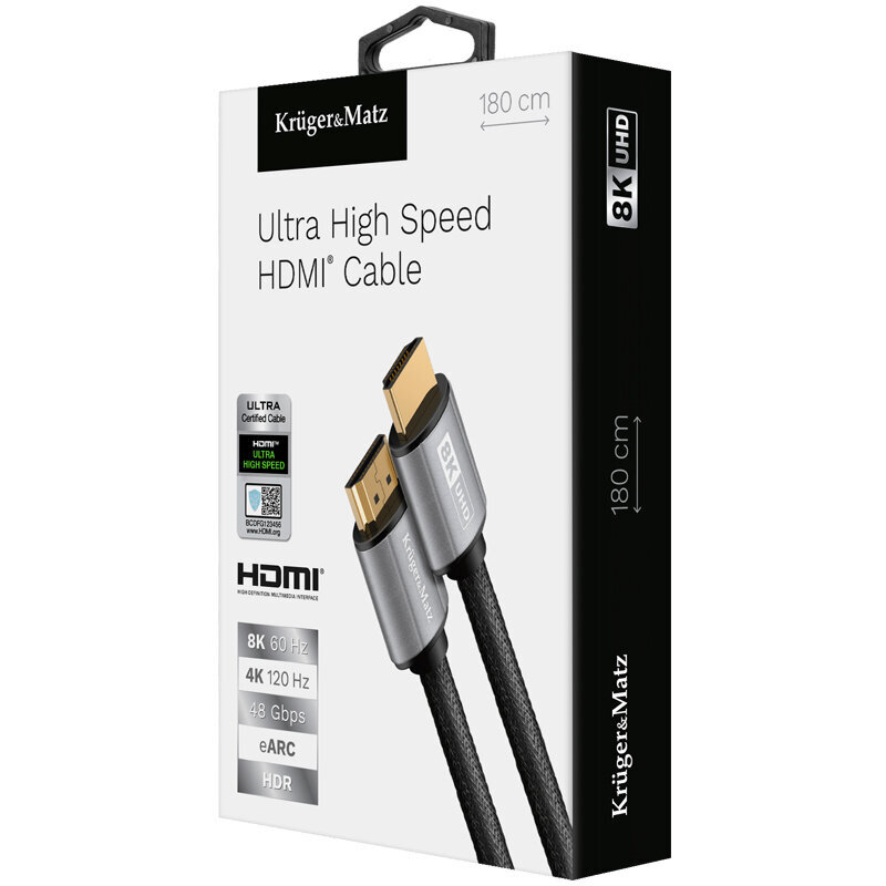 Kruger Matz, HDMI, 1,8 m hind ja info | Juhtmed ja kaablid | hansapost.ee